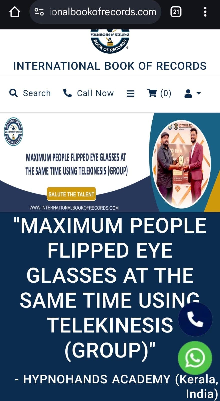 International Book of Records — Telekinesis